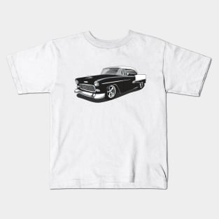 1955 Black Chevy Bel Air Print Kids T-Shirt